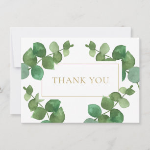 Eucalyptus Greenery Elegant Gold Geometric Thank You Card