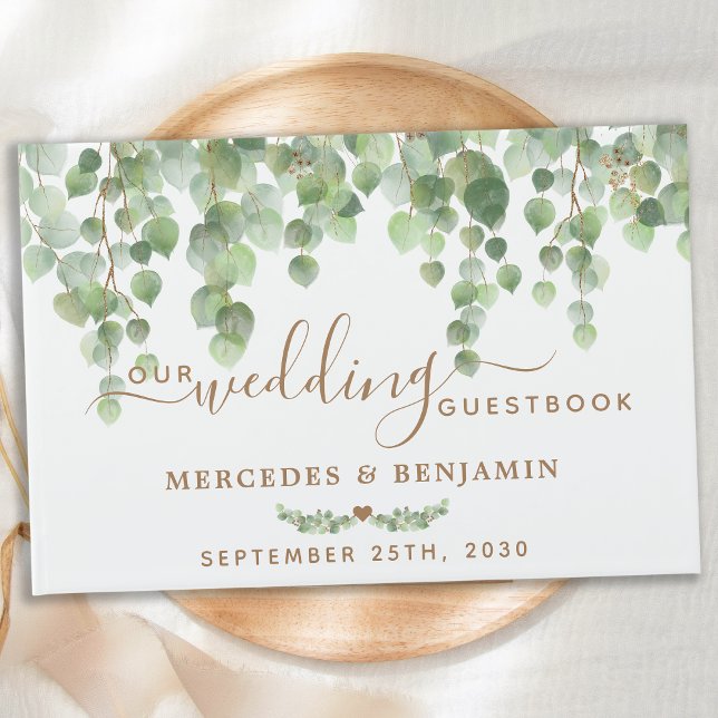 Eucalyptus Greenery Elegant Gold Wedding Guest Book (Creator Uploaded)