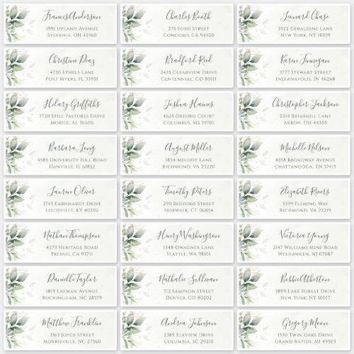 Eucalyptus Greenery Elegant Guest Address Sticker