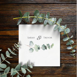 Eucalyptus Greenery Elegant Minimalist Wedding  Napkins