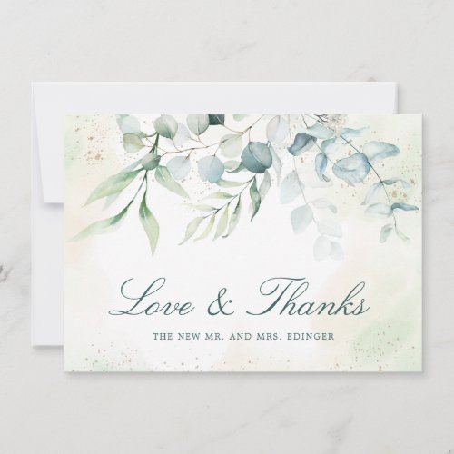 Eucalyptus Greenery Elegant Non Photo Wedding Thank You Card