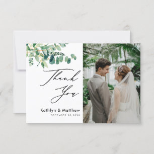 Eucalyptus Greenery Elegant Photo Thank You Card 