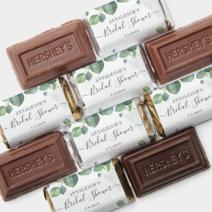 Eucalyptus Greenery Elegant Script Bridal Shower Hershey's Miniatures