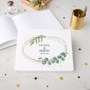 Eucalyptus Greenery Elegant Watercolor Pattern Guest Book
