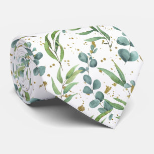 Eucalyptus Greenery Elegant Watercolor Pattern Neck Tie