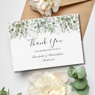 Eucalyptus Greenery Elegant Watercolor Wedding Thank You Card