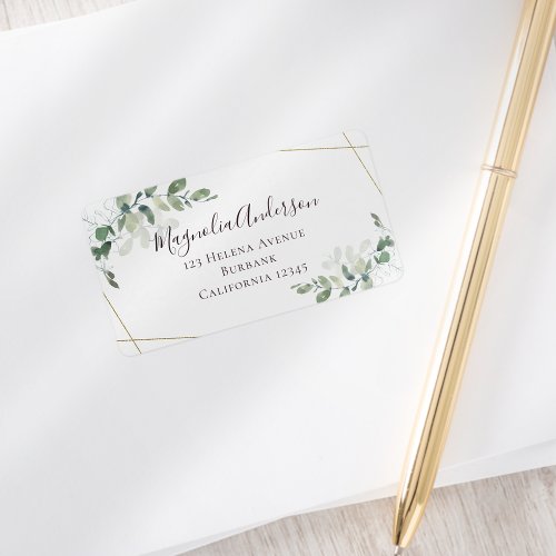 Eucalyptus Greenery Elegant Wedding Address Label