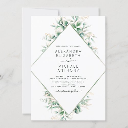 Eucalyptus Greenery Elegant Wedding Invitation