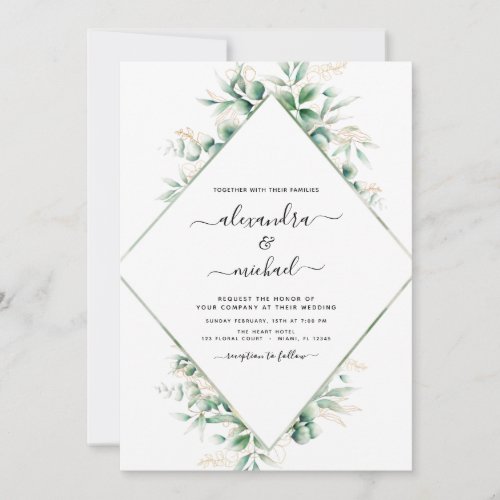 Eucalyptus Greenery Elegant Wedding Invitation