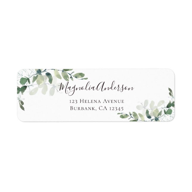 Eucalyptus Greenery Elegant Wedding Label (Front)
