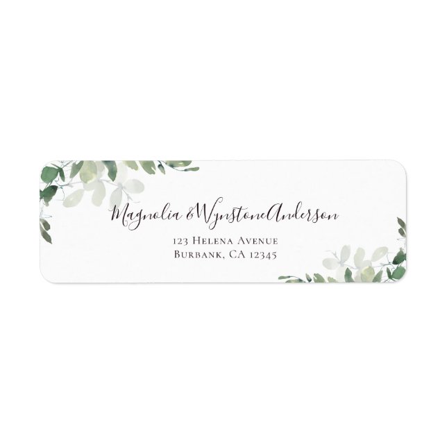 Eucalyptus Greenery Elegant Wedding Label (Front)