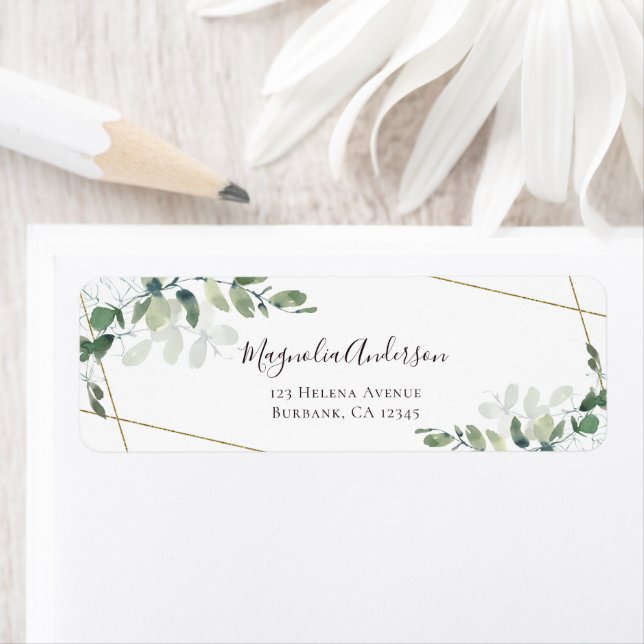 Eucalyptus Greenery Elegant Wedding Label (Insitu)