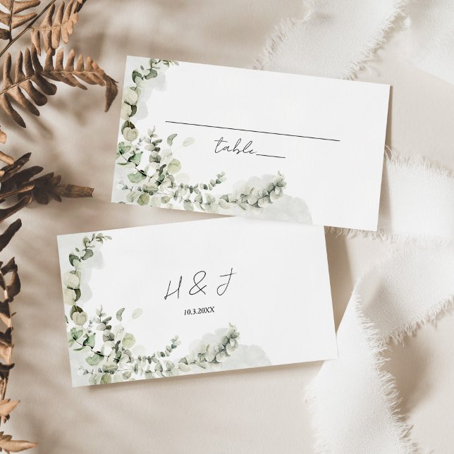 Eucalyptus Greenery Elegant Wedding Place Card (Creator Uploaded)