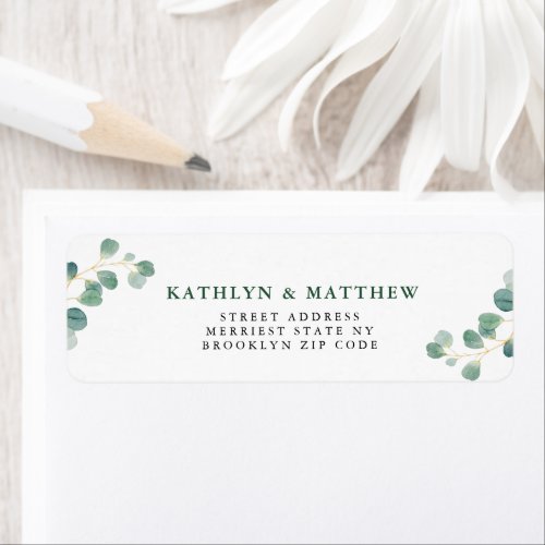 Eucalyptus Greenery Elegant Wedding Return Address Label