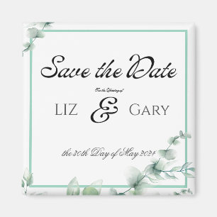 Eucalyptus Greenery Elegant Wedding Save the Date Magnet