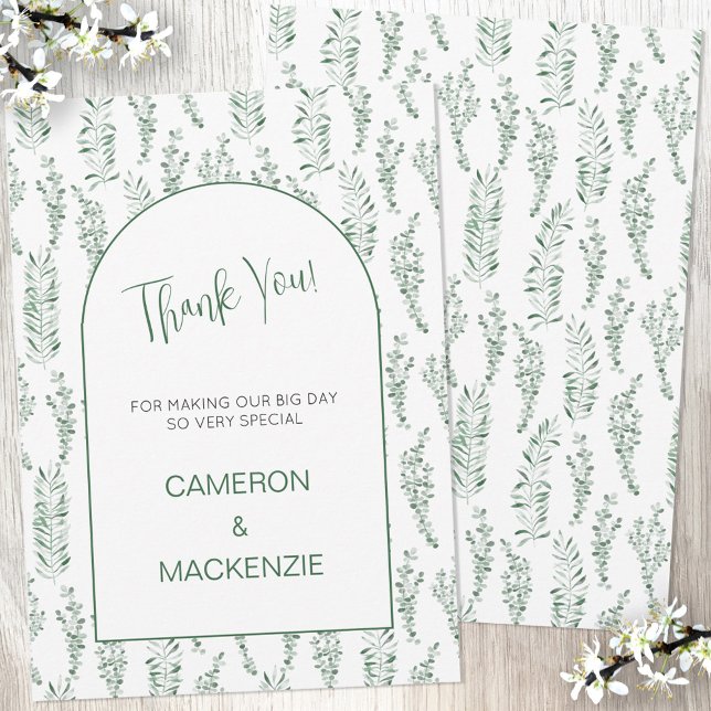 Eucalyptus Greenery Elegant Wedding Thank You Card (Creator Uploaded)