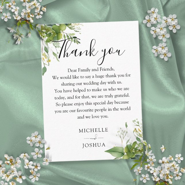 Eucalyptus Greenery Elegant Wedding Thank You Place Card (Eucalyptus Greenery Elegant Wedding Thank You Place Card)