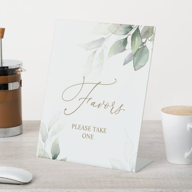 Eucalyptus Greenery Favors Table Tent Sign (In SItu)