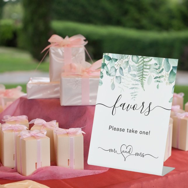 Eucalyptus greenery ferns wedding favors guests  pedestal sign (Creator Uploaded)