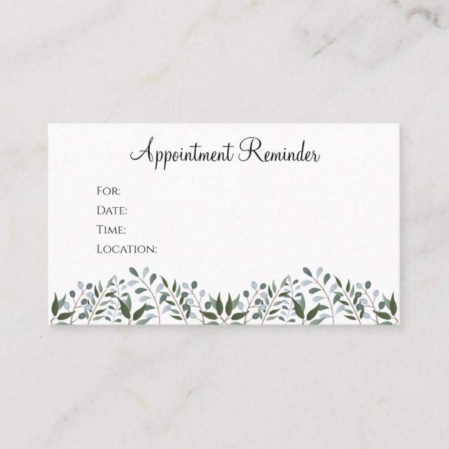 Eucalyptus Greenery Floral Appointment Card (Front)