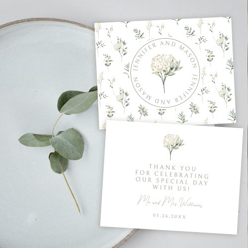 Eucalyptus greenery floral botanical wedding thank you card