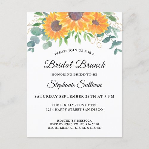 Eucalyptus Greenery Floral Bridal Brunch Invitation Postcard