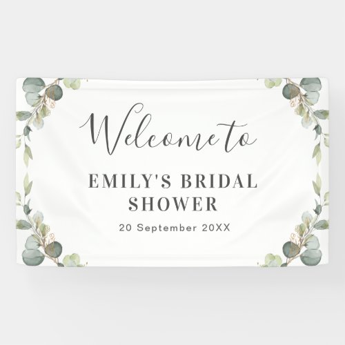 eucalyptus greenery floral bridal shower welcome banner