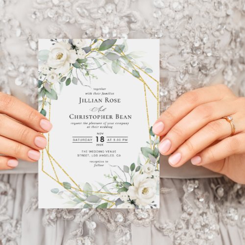 eucalyptus greenery floral frame wedding invitation