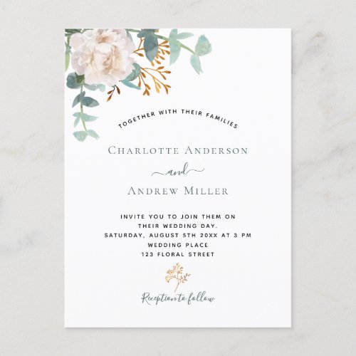 Eucalyptus greenery floral modern wedding postcard