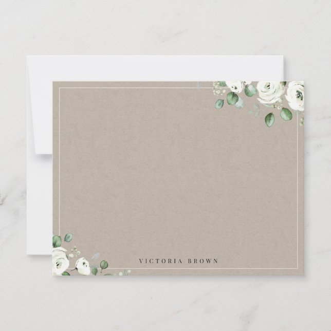 Eucalyptus greenery Floral Personalized Stationery Note Card (Front)