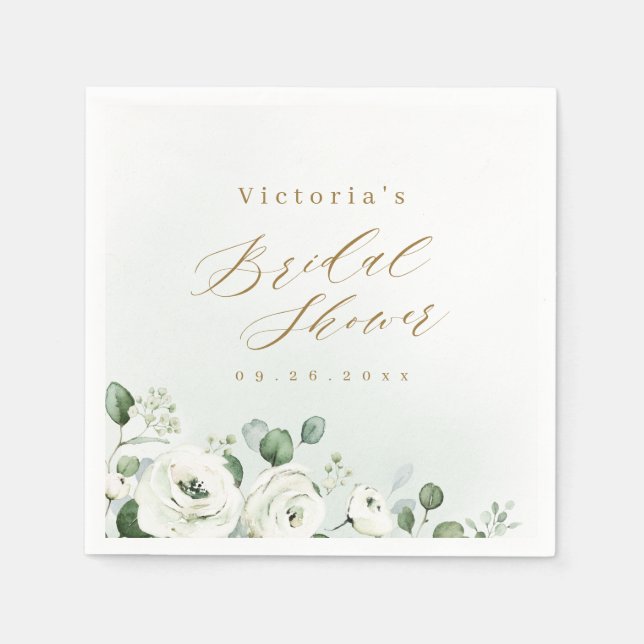Eucalyptus Greenery floral rustic bridal shower Napkins (Front)
