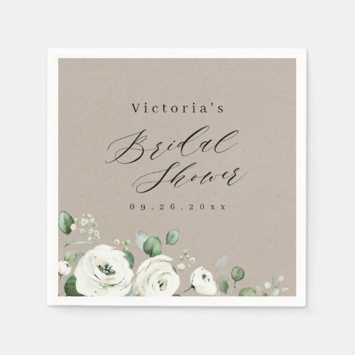 Eucalyptus Greenery floral rustic bridal shower Napkins