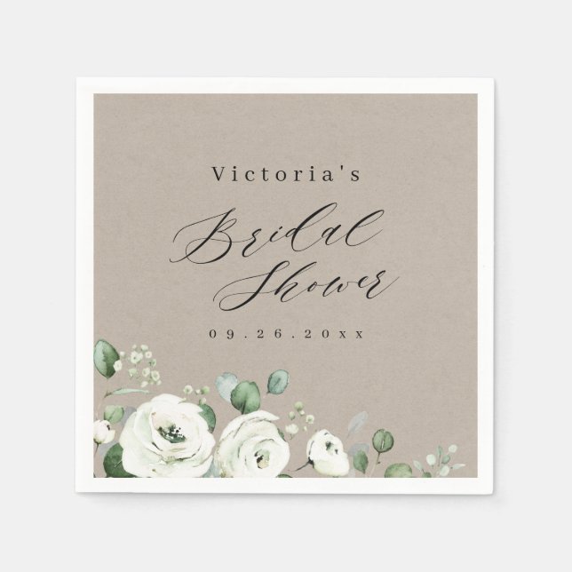 Eucalyptus Greenery floral rustic bridal shower Napkins (Front)