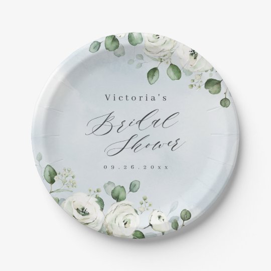 Eucalyptus Greenery floral rustic bridal shower Paper Plate | Zazzle.com