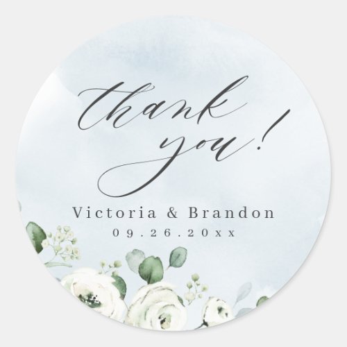 Eucalyptus Greenery floral rustic thank you Classic Round Sticker