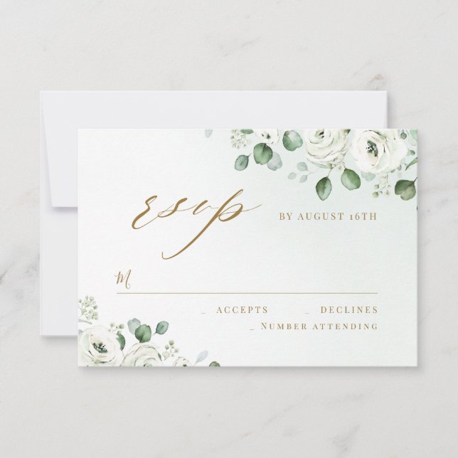 Eucalyptus greenery floral rustic wedding RSVP Card (Front)