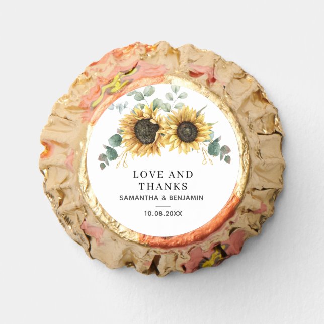 Eucalyptus Greenery Floral Sunflower Wedding Reese's Peanut Butter Cups (Front)