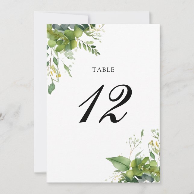 Eucalyptus Greenery Floral Table Number (Front)