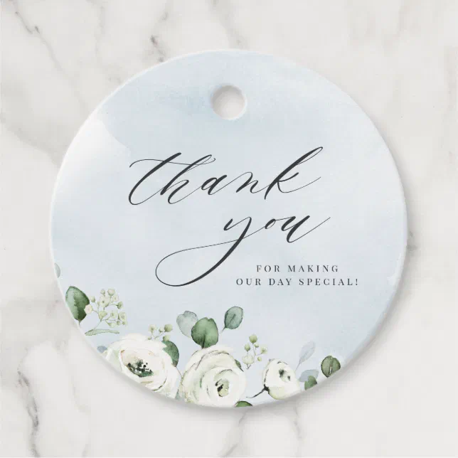 Eucalyptus greenery floral thank you wedding favor tags | Zazzle