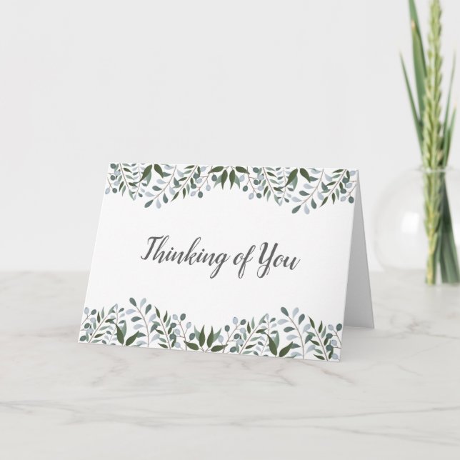Eucalyptus Greenery Floral Thinking Of You Card (Front)