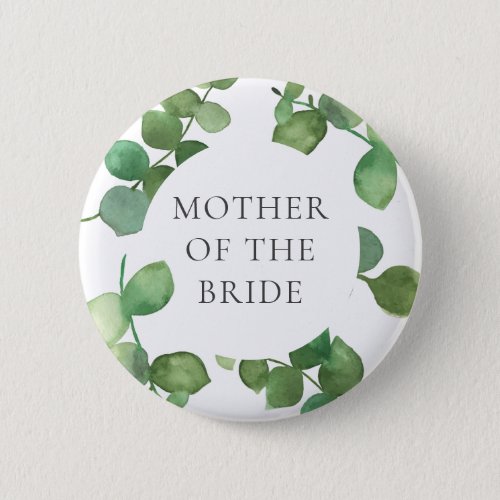 Eucalyptus Greenery Floral Wedding Custom Name Button