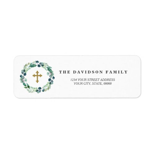 Eucalyptus Greenery Foliage Baptism Return Address Label