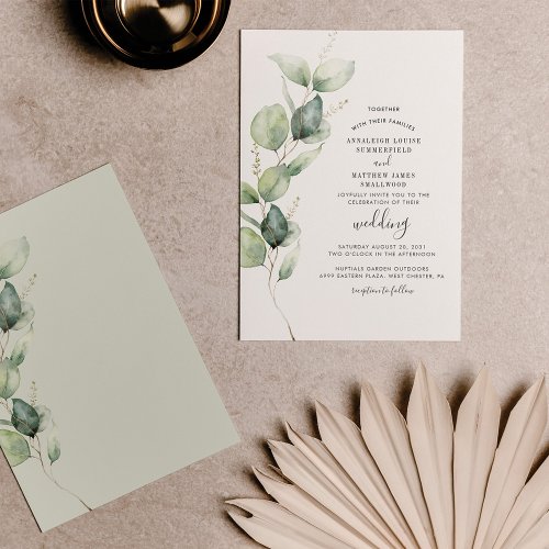 Eucalyptus Greenery Foliage Botanical Wedding Invitation