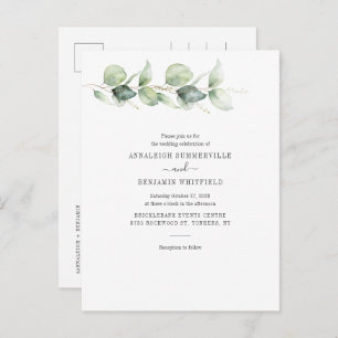 Eucalyptus Greenery Foliage Botanical Wedding Invitation Postcard