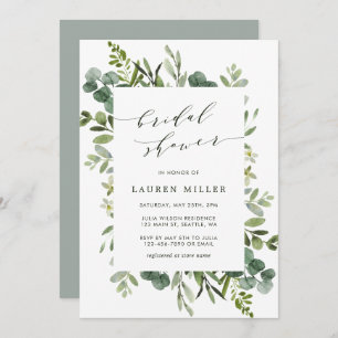 Eucalyptus Greenery Foliage Bridal Shower Invitation