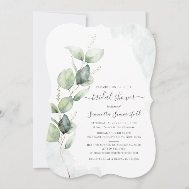 Eucalyptus Greenery Foliage Bridal Shower Invite (Front)