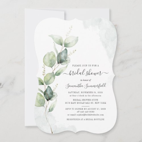 Eucalyptus Greenery Foliage Bridal Shower Invite