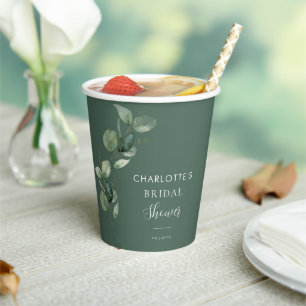 Eucalyptus Greenery Foliage Bridal Shower Paper Cups