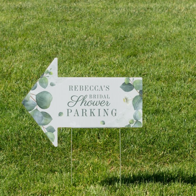 Eucalyptus Greenery Foliage Bridal Shower Parking Sign (Insitu)