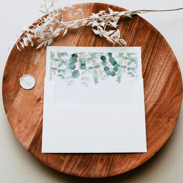 Eucalyptus greenery foliage elegant wedding envelope liner (Creator Uploaded)